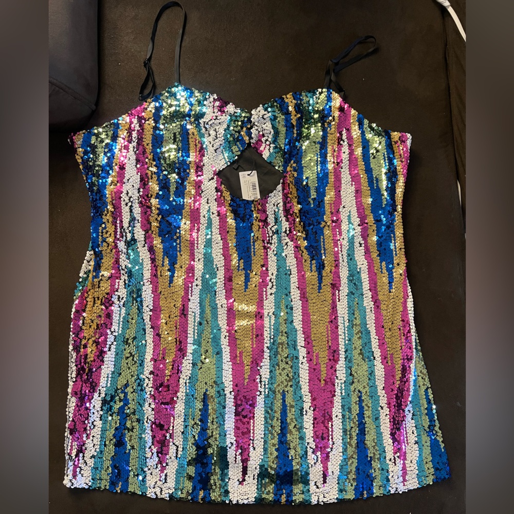 NWT- Nasty Gal Sequin Dress with Pink, Blue, and White Accents- Women’s size 22